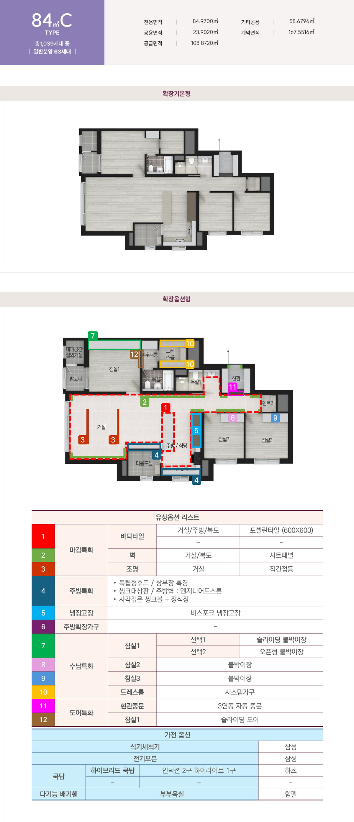 썬밸리 오드카운티 가평설악 84㎡C 타입 평면도 구조 및 안내