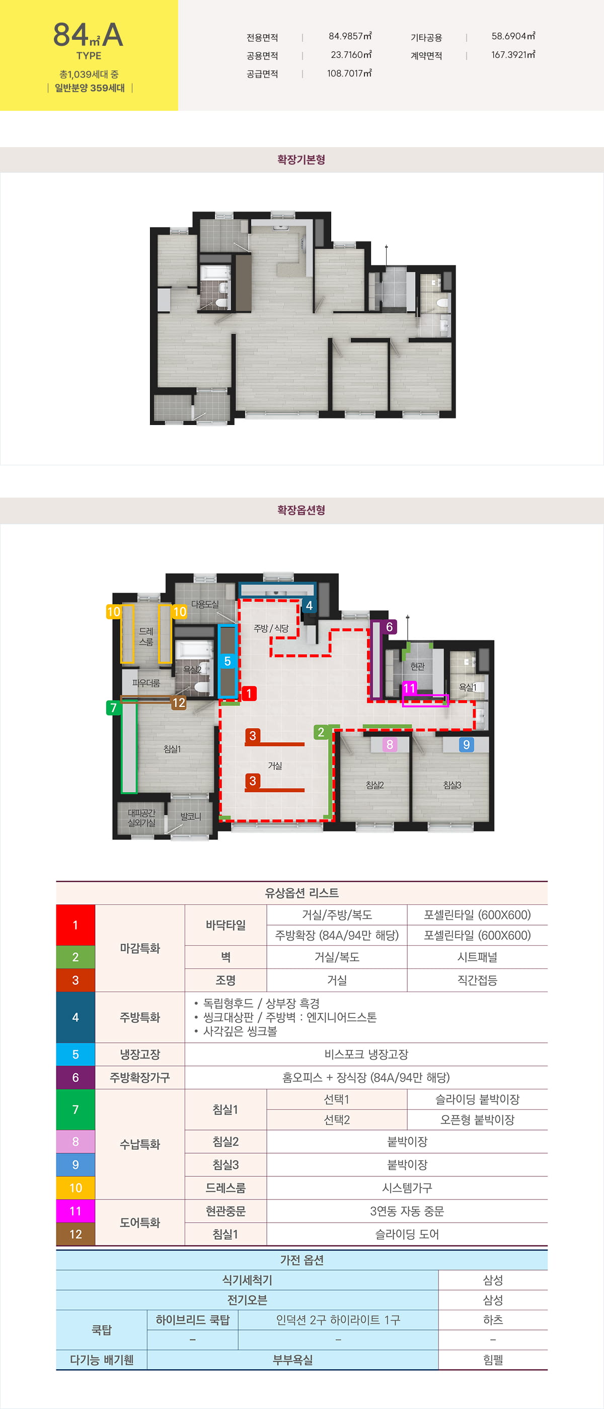 썬밸리 오드카운티 가평설악 84㎡A 타입 평면도 구조 및 안내